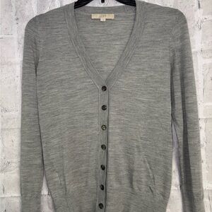 LOFT Heather Gray V-Neck Cardigan